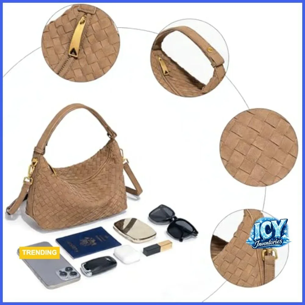 Faux Suede Hobo Bag with Adjustable Strap and Zipper Closure